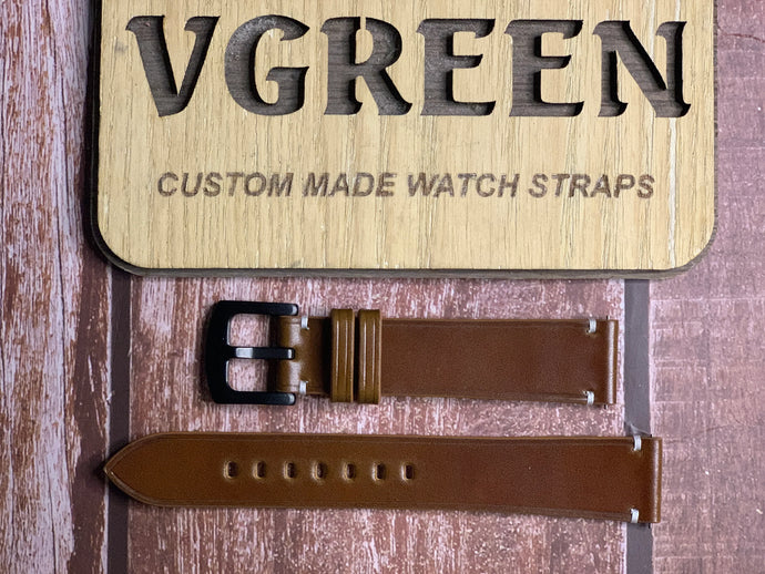 Shell Cordovan Leather Watch Strap - Cognac