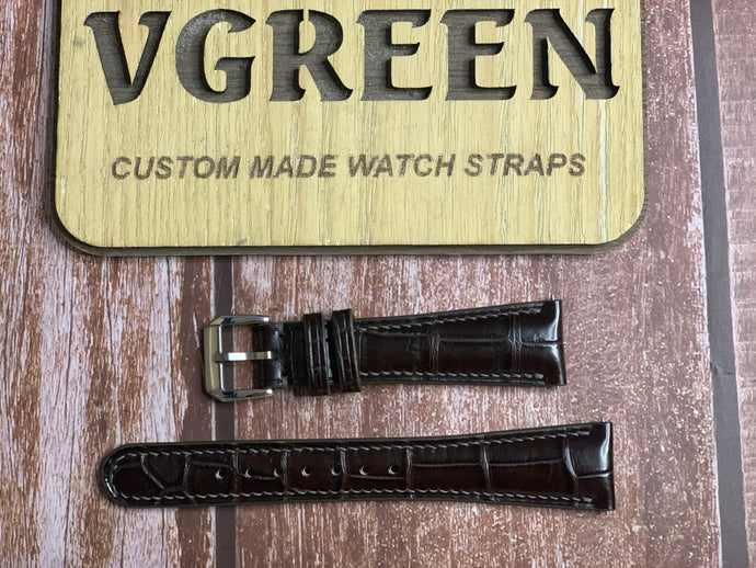 Crocodile Leather Watch Strap - Brown