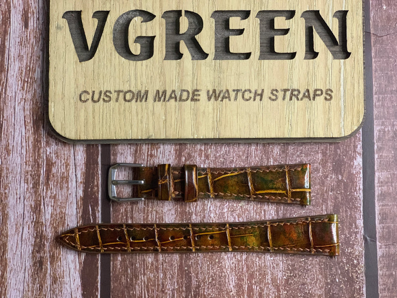 Crocodile Leather Watch Strap - Mixing Dye For traditional gold watch