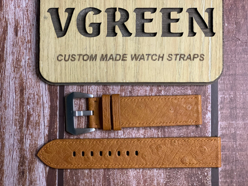 Ostrich Leather Watch Strap - Brown