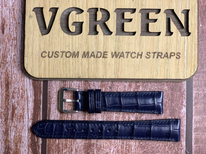 Crocodile Leather Watch Strap - Dark Blue For Grand Seiko SGBM221