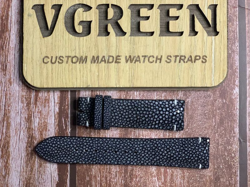 Stingray Leather Watch Strap - Black For JL minute repeater (big watch)