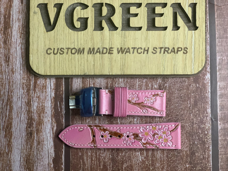 Sakura Blossom - Engraved Leather Watch Straps