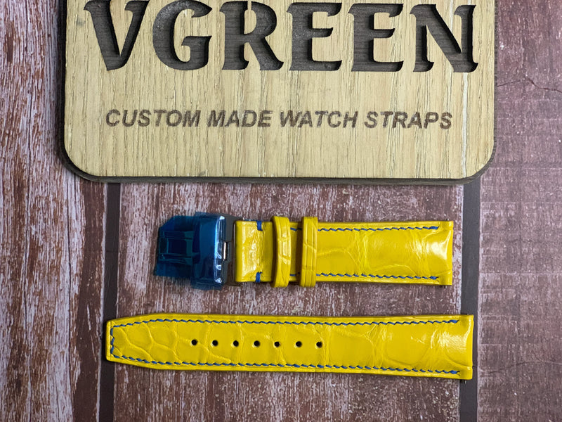 Crocodile Leather Watch Strap - Yellow For Oneplus Watch3