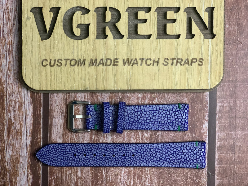 Stingray Leather Watch Strap - Blue For Breitling Premier B09