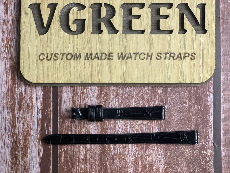 Crocodile Leather Watch Strap - Black For 1969's Omega Geneve Ladies Watch - Ref.562016