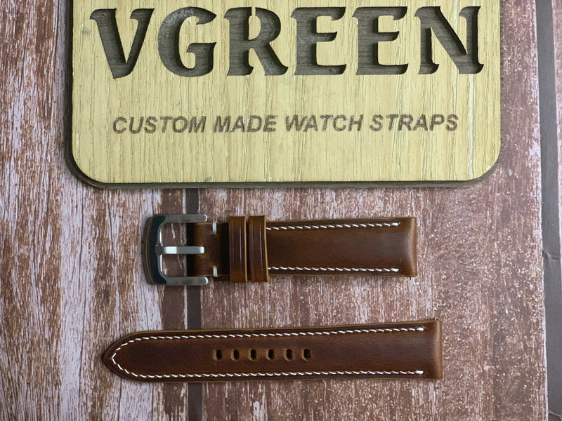 Badalassi Wax Leather Watch Strap - Cognac For Hamilton Khaki Field Mechanical