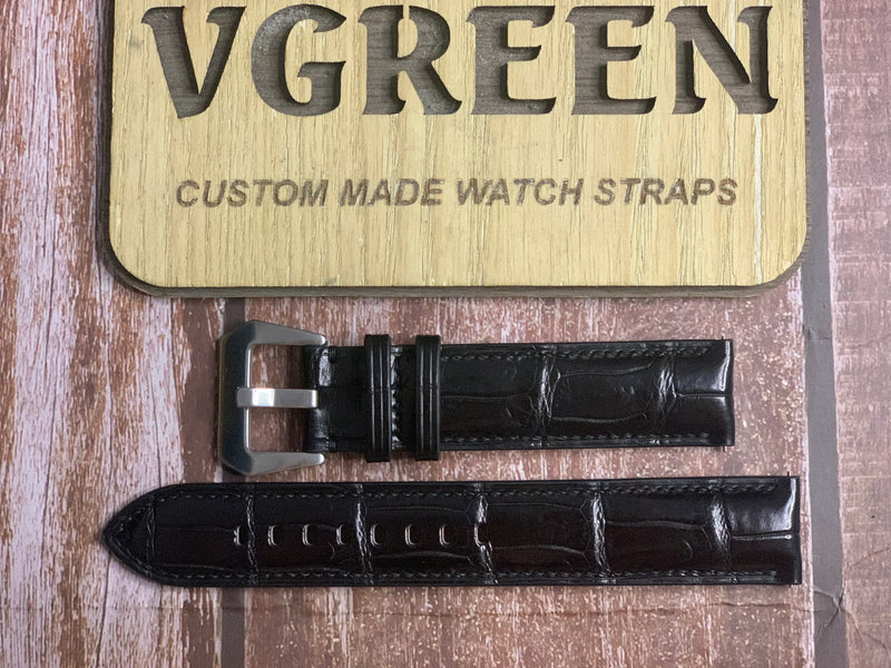 Crocodile Leather Watch Strap - Black