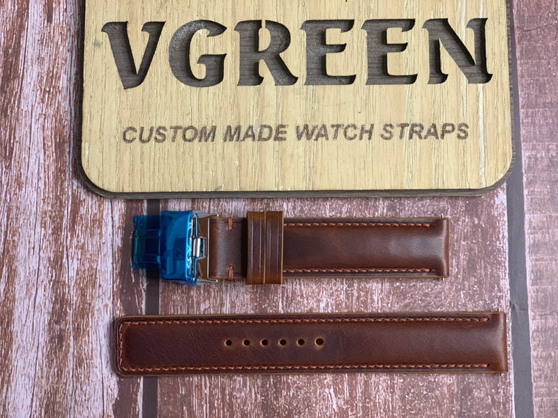 Badalassi Wax Leather Watch Strap - Cognac For  Omega speedmaster