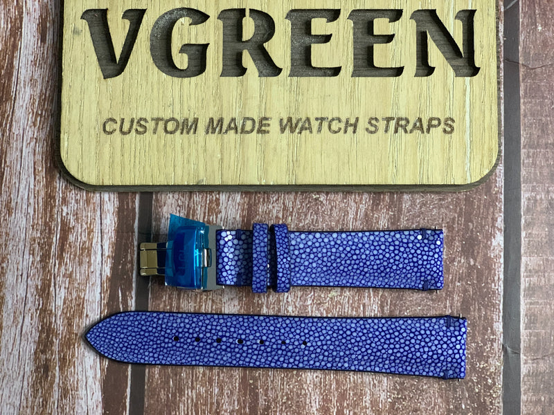 Stingray Leather Watch Strap - Blue For Breitling Superocean