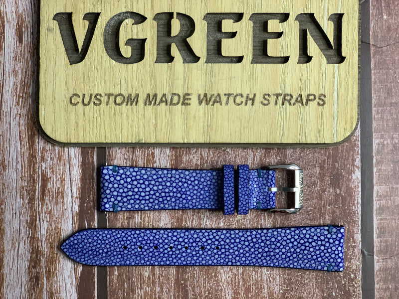 Stingray Leather Watch Strap - Blue for Junghans Meister Agenda
