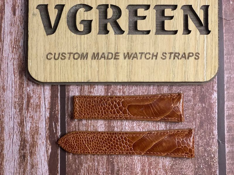 Ostrich Leg Leather Watch Strap - Rooibos Tea For Breitling Montbrillant Datora.