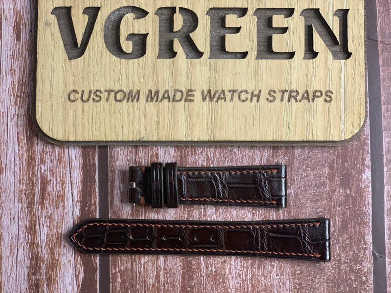 Crocodile Leather Watch Strap - Brown For 1970’s vintage Rolex Date