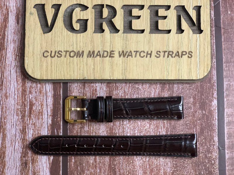 Crocodile Leather Watch Strap - Brown For Omega seamaster deville