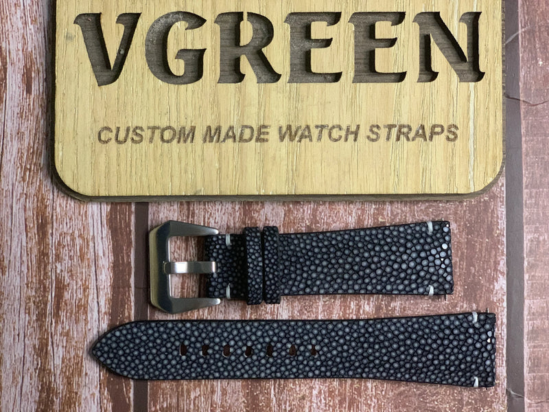 Stingray Leather Watch Strap - Black For panerai luminor 00005