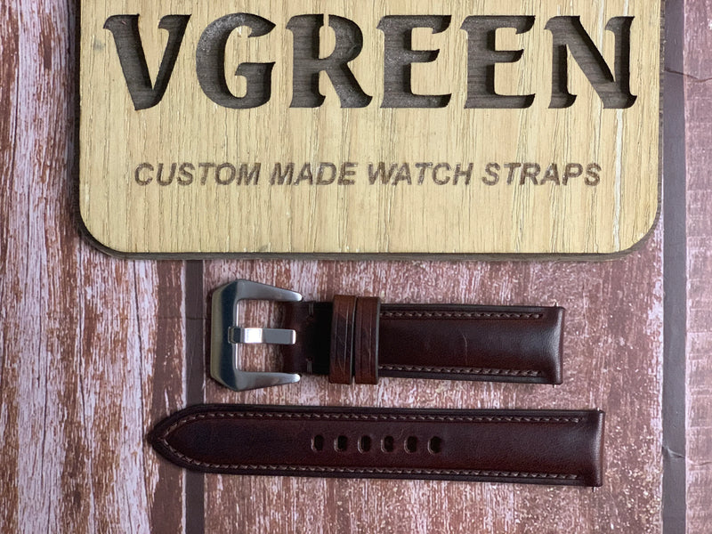 Badalassi Wax Leather Watch Strap - Dark Brown For Longines Spirit 37mm