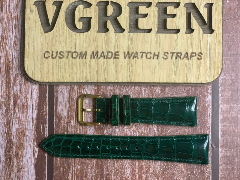 Crocodile Leather Watch Strap - Green for Frederique Constant FC-292MC4P5