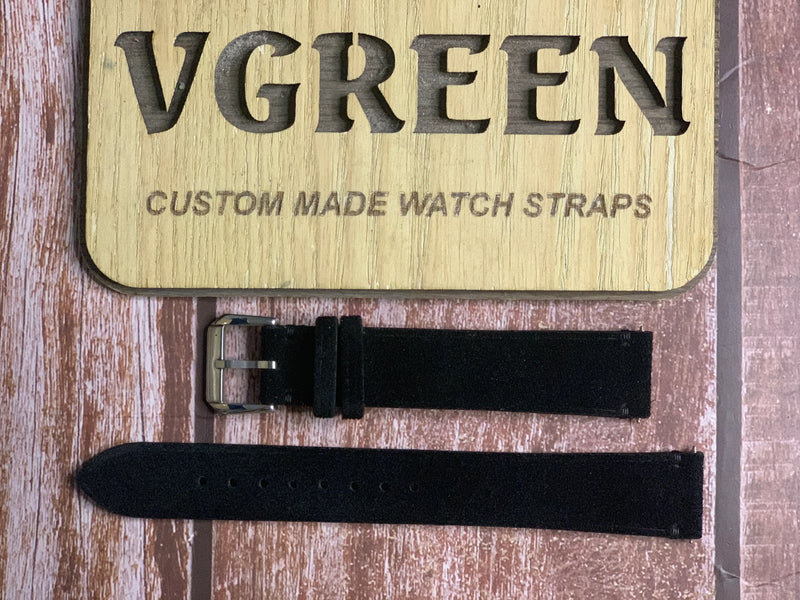 Suede Leather Watch Strap - Black