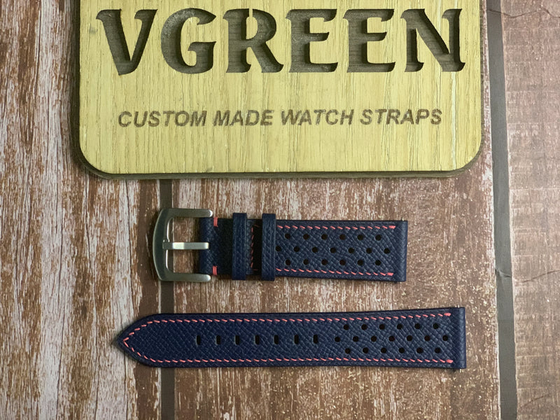Epsom Leather Watch Strap - Navy for Tag Heuer Carrera CBN2011