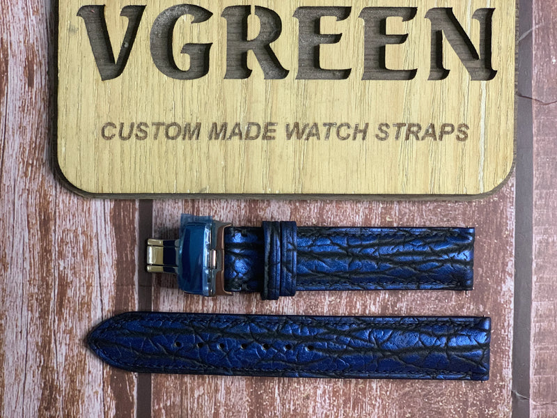 Shark Skin Watch Strap - Blue For Omega Seamaster 300