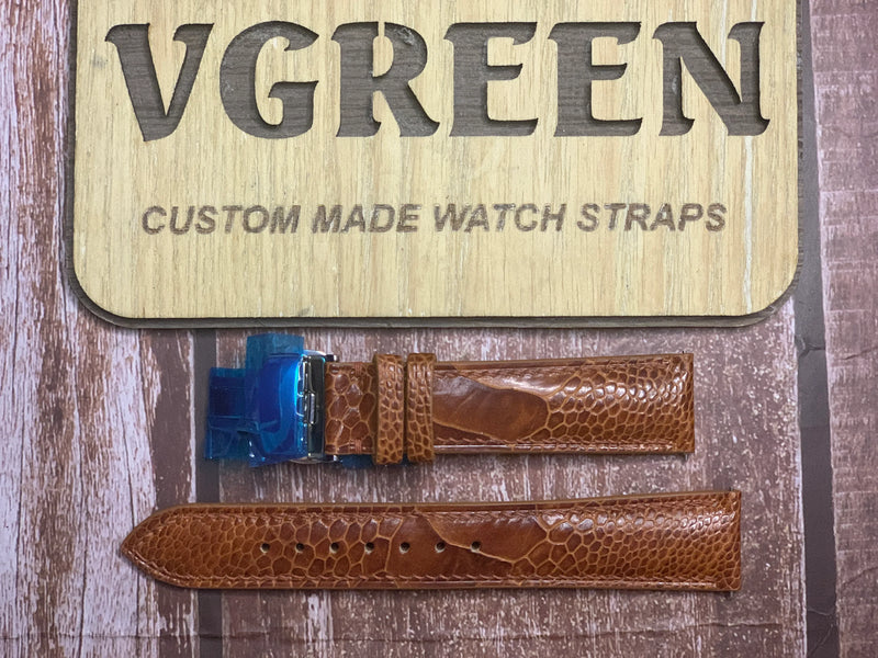 Ostrich Leg Leather Watch Strap - Rooibos Tea