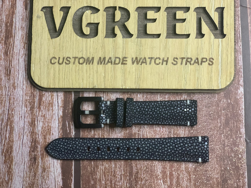 Stingray Leather Watch Strap - Black For Zenith watch
