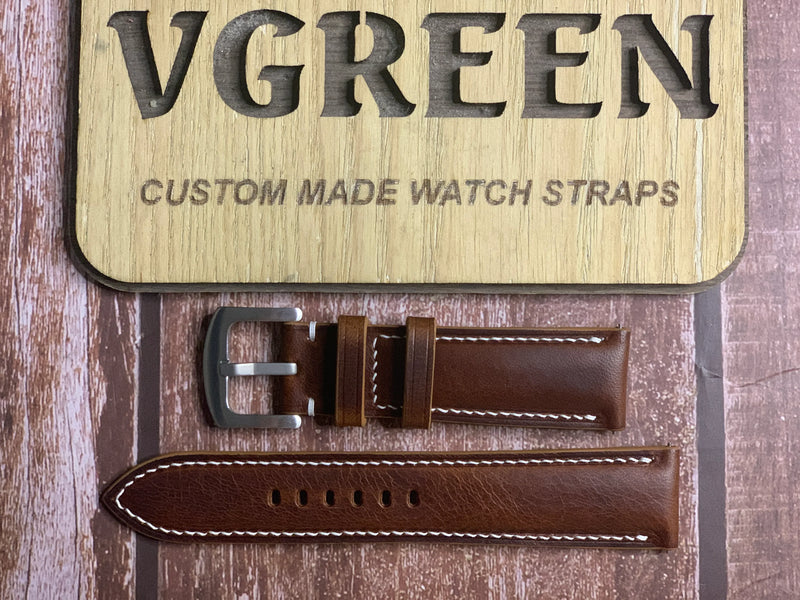 Badalassi Wax Leather Watch Strap - Cognac For  Rolex Explorer 2