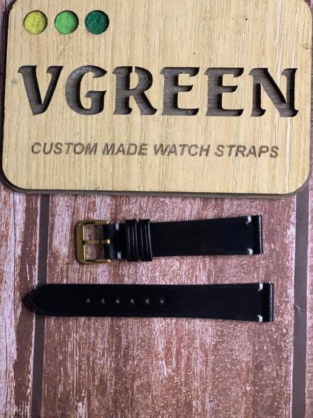 Shell Cordovan Leather Watch Strap - Black
