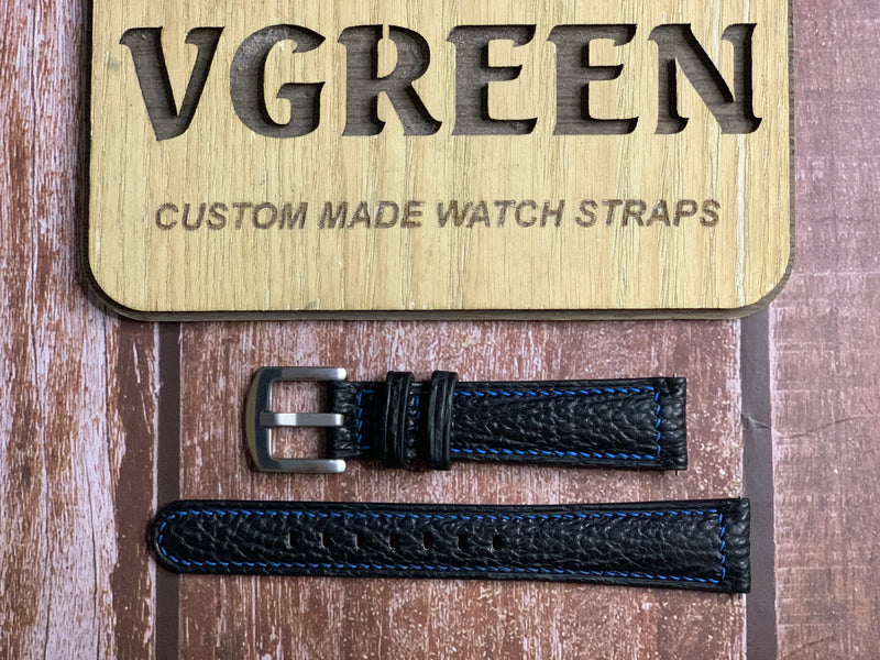 Shark Skin Watch Strap - Black For  Omega seamaster 1948