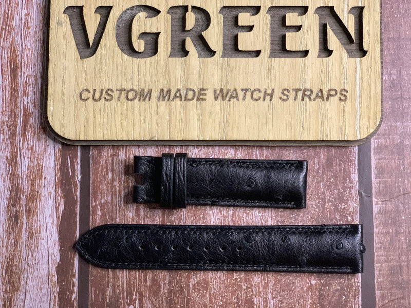 Ostrich Leather Watch Strap - Black