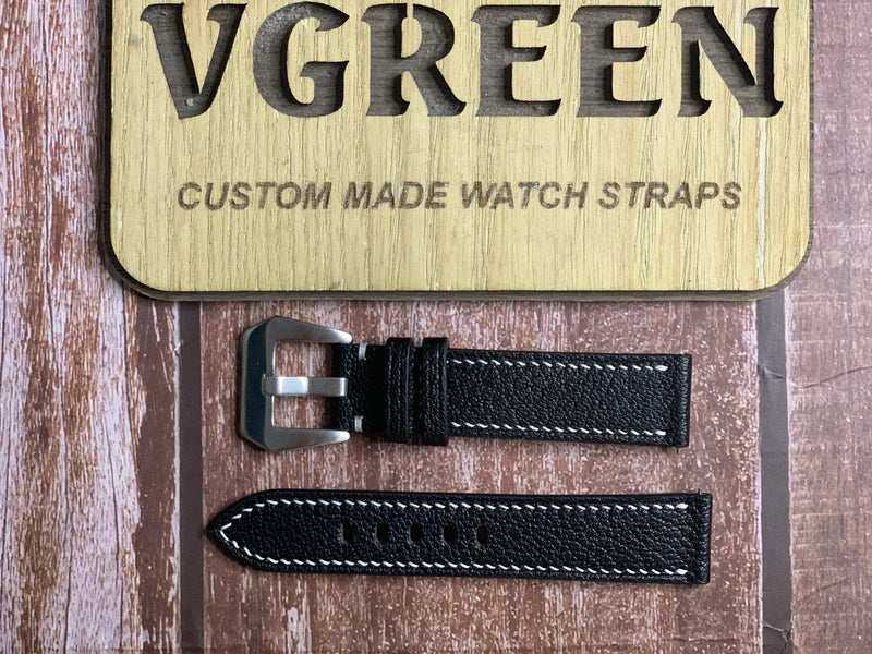 Alran Goat Leather Watch Strap - Black