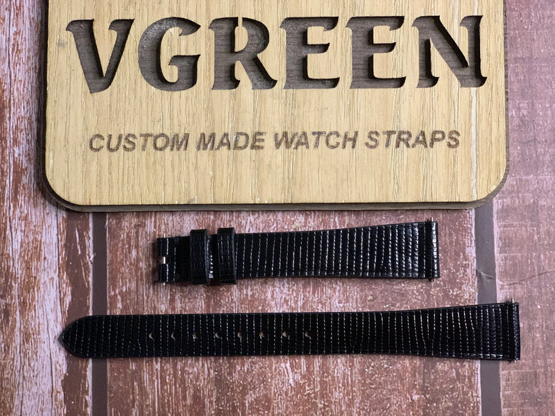 Lizard Leather Watch Strap - Black