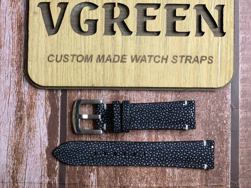 Stingray Leather Watch Strap - Black For Philip stein watch