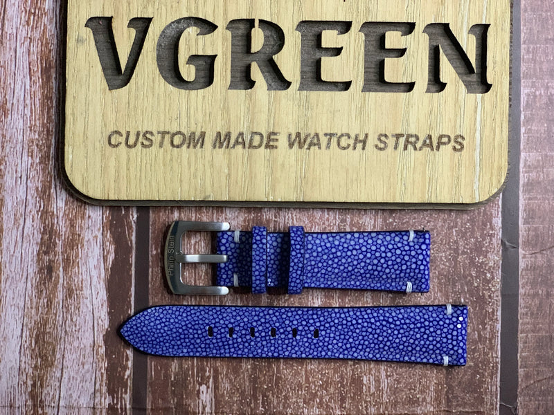 Stingray Leather Watch Strap - Blue For Philip stein watch