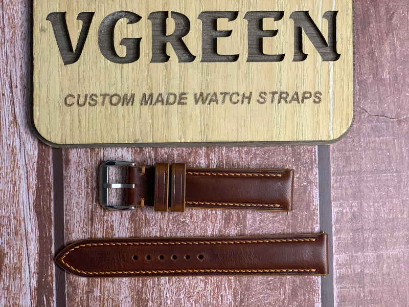 Badalassi Wax Leather Watch Strap - Cognac For Longines Silver Arrow