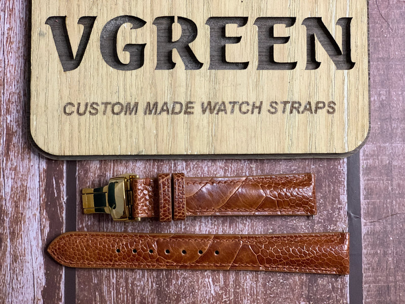 Ostrich Leg Leather Watch Strap - Rooibos Tea For  jlc 1960s memovox