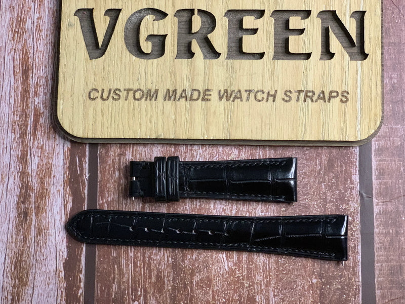 Crocodile Leather Watch Strap - Black