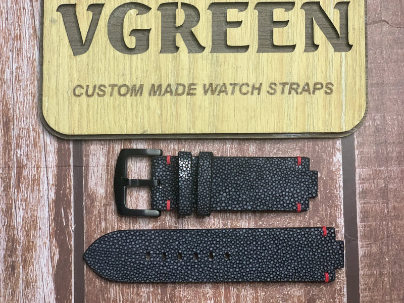 Stingray Leather Watch Strap - Black For Raw Watch