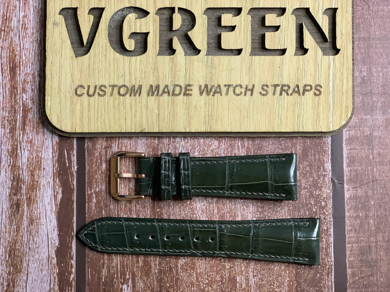 Crocodile Leather Watch Strap - Dark Sage For Citizen CB5919-00X