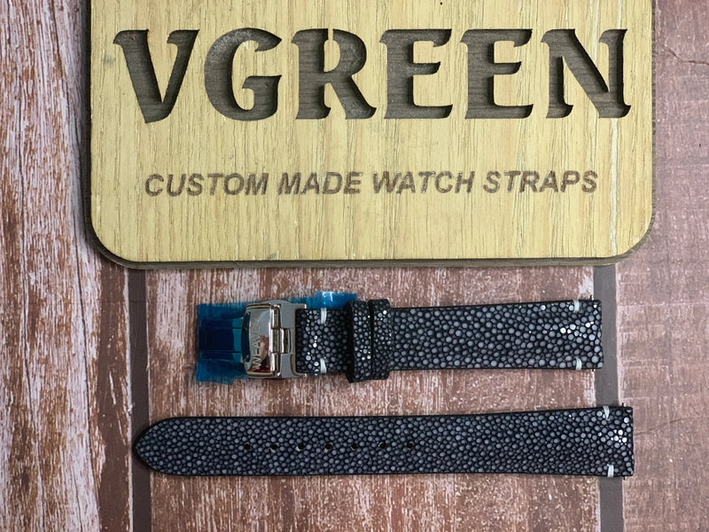 Stingray Leather Watch Strap - Black for a custom watch