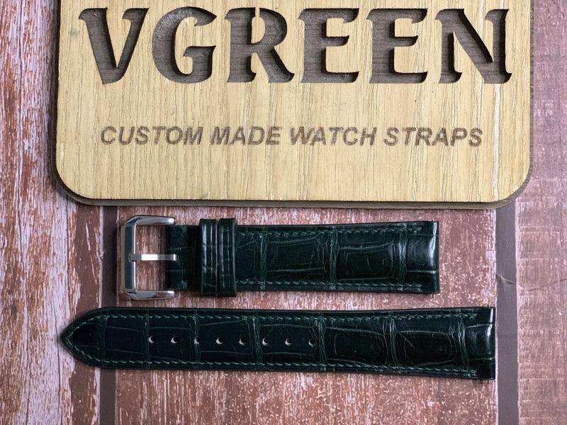 Crocodile Leather Watch Strap - Dark Green For Hamilton