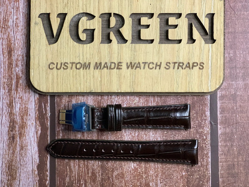 Crocodile Leather Watch Strap - Brown For Longines Flagship Heritage Moonphase