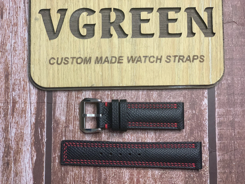 Epsom Leather Watch Strap - Black For Ball Engineer master diver 2 tmt