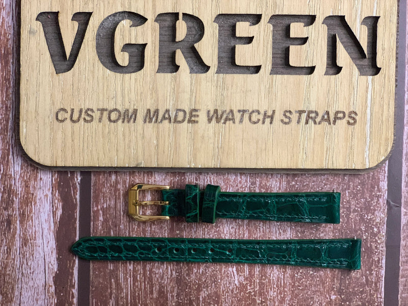Crocodile Leather Watch Strap - Green for Tiffany Atlas gold