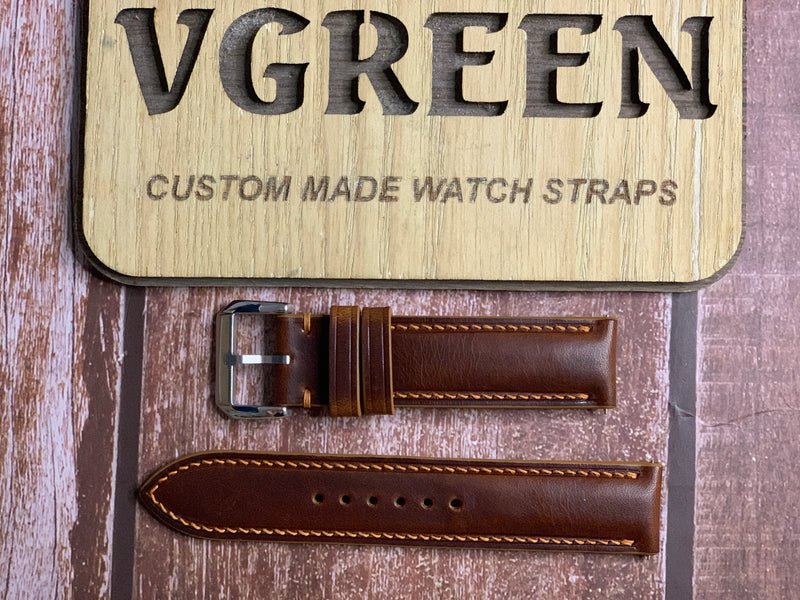 Badalassi Wax Leather Watch Strap - Cognac For Tudor Black Bay 58