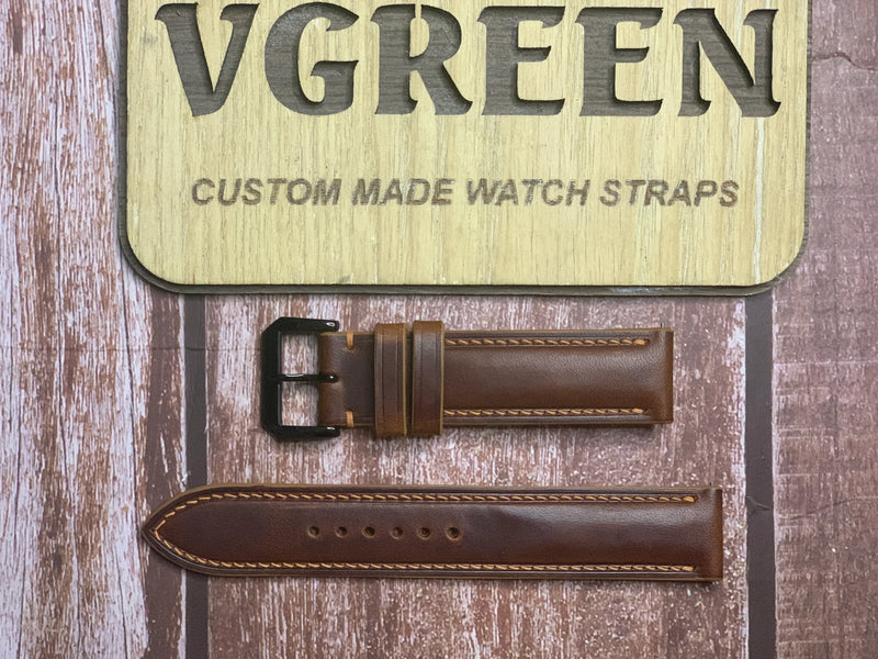 Badalassi Wax Leather Watch Strap - Cognac For Vaer