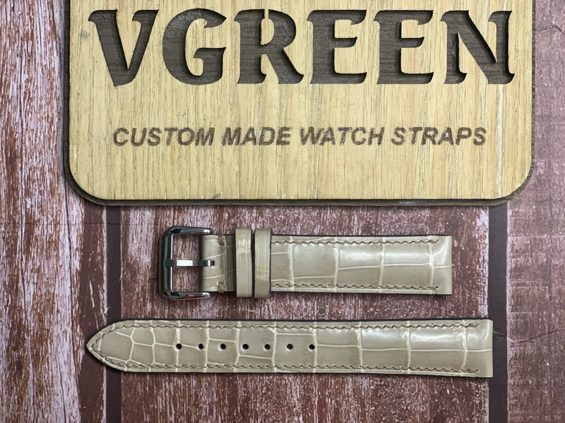 Crocodile Leather Watch Strap - Gray For Grand Seiko Hi Beat