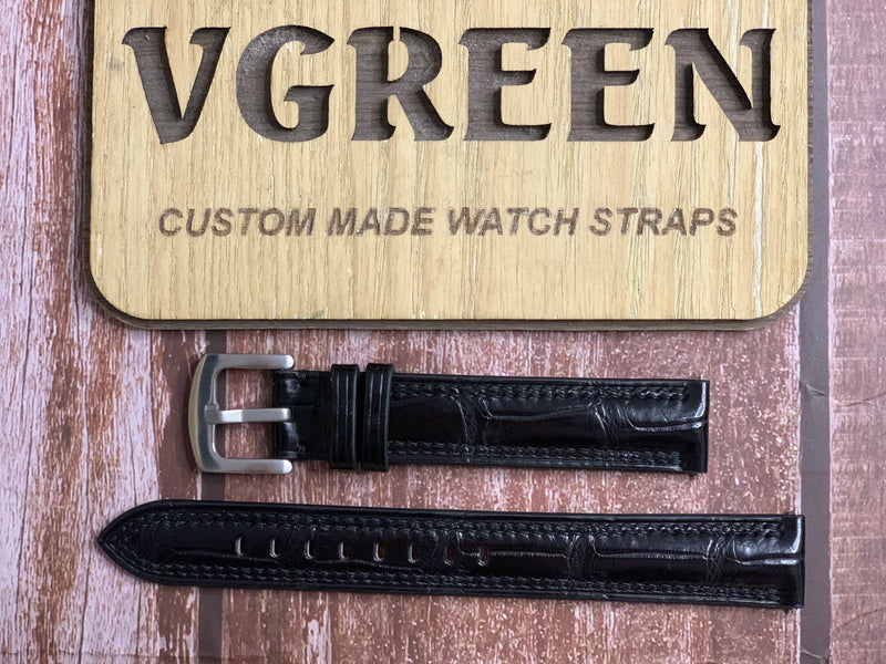 Crocodile Leather Watch Strap - Black For Rolex Oyster Royal, 1960