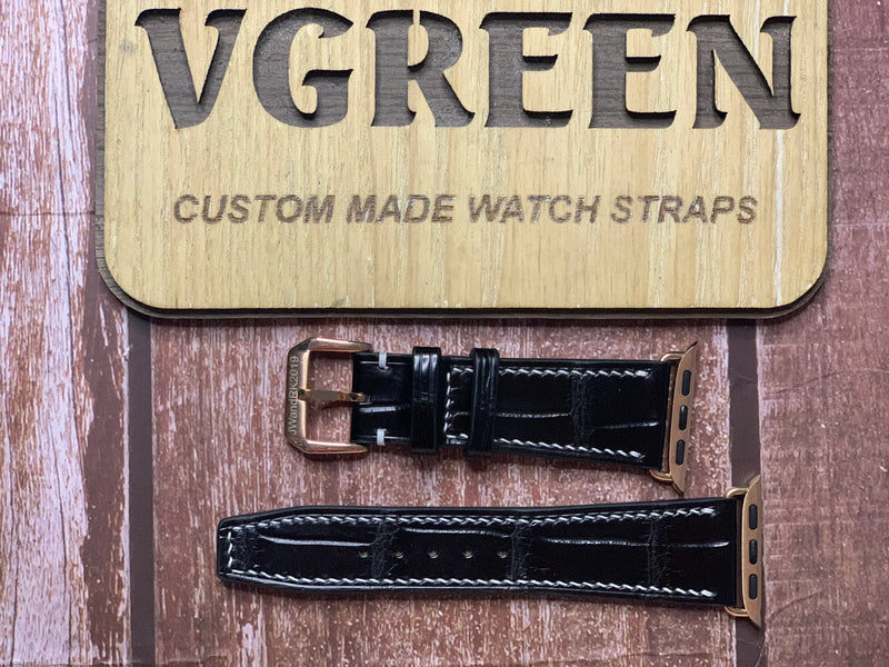 Apple Watch Strap - Crocodile Leather - Black