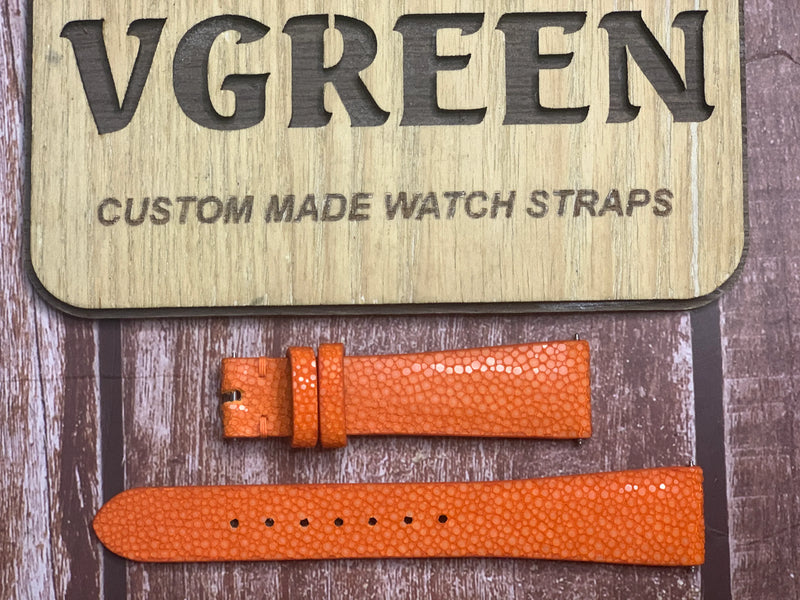 Stingray Leather Watch Strap - Orange For Omega Constellation (ca. 1972)
